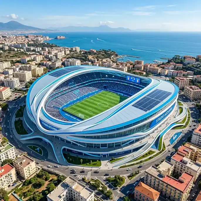 Premium 3D Italian football stadium simulation viewport